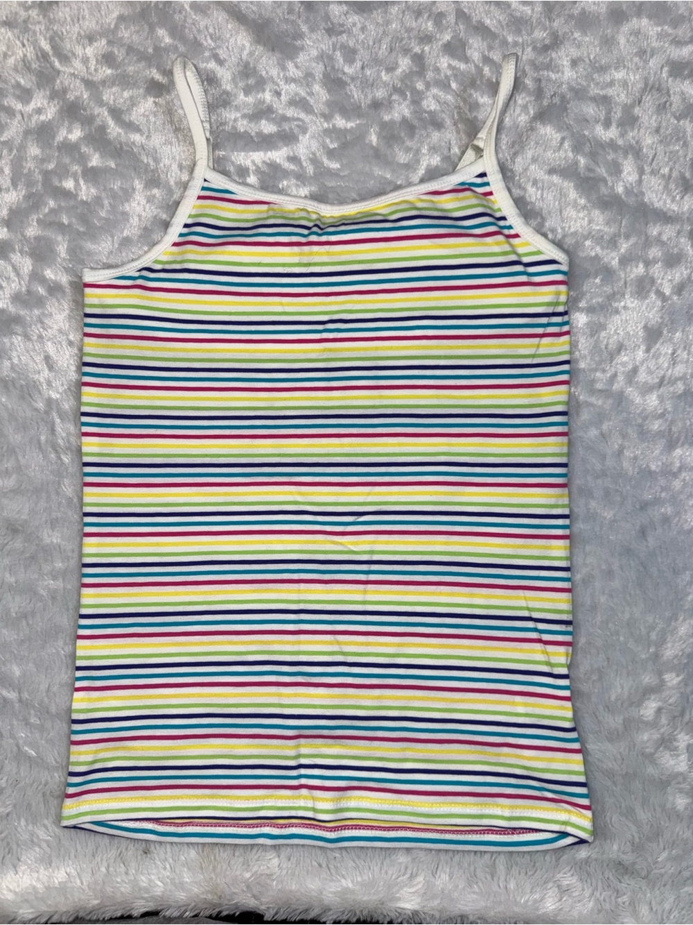 SO Girls White Rainbow Striped Tank Top